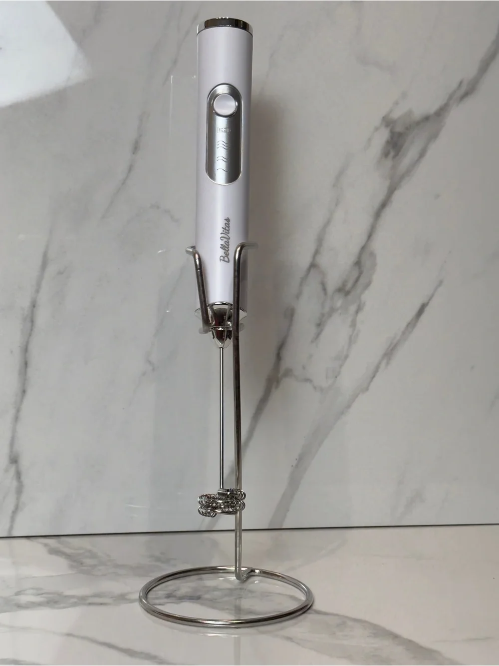 Bella Vita White Milk Frother - Rechargeable Handheld Foam Maker